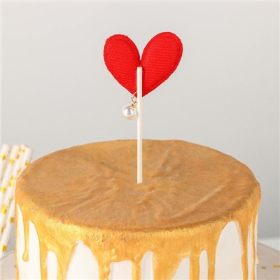Топпер для торта «Сердце», 17,5×8 см, цвет красный