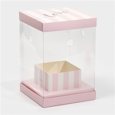 Коробка для цветов с вазой и PVC окнами складная «With love», 16 х 23 х 16 см