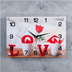 Часы настенные: Цветы, "Любовь", бесшумные, 25 х 35 см