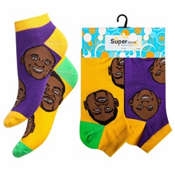 Носки мужские хлопковые укороченные " Super socks A162-3 " 2 пары жёлтые/фиолетовые р:40-45