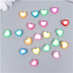 Бусины для творчества PVC "Пухлое сердечко" цветные набор 20 шт 1х1х1 см