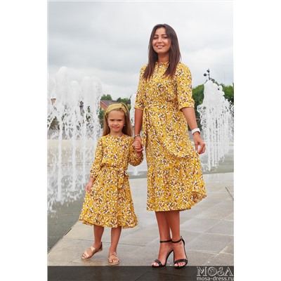 Комплект платьев из хлопка для мамы и дочки "Флоренция" М-2134
