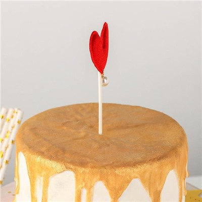 Топпер для торта «Сердце», 17,5×8 см, цвет красный