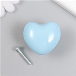 Ручка для шкатулки керамика, металл "Сердечко" голубая 3,8х3,8х3 см
