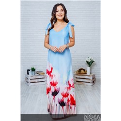Длинное платье в пол с цветочным принтом "Камелия" М-1135