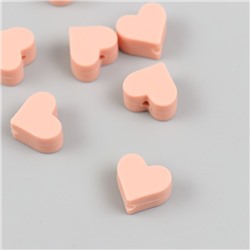 Бусина силикон "Сердечко" пепельно-розовая d=1,4 см