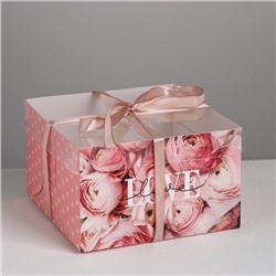 Коробка на 4 капкейка «LOVE», 16 × 16 × 10 см