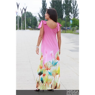 Длинное платье в пол с цветочным принтом "Камелия" М-1135