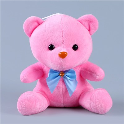 Мягкая игрушка "Мишка" с бантиком, 20 см, цвет розовый