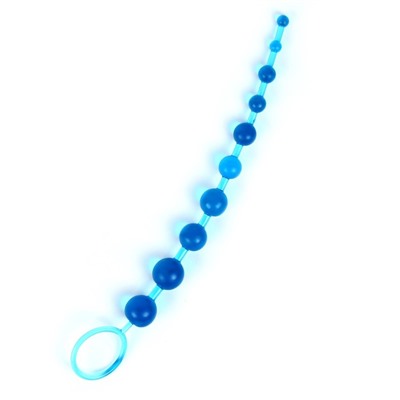 Анальные шарики Оки- Чпоки, круглые, h- 30 см, d- 1 x 2.5 см, PVC, голубые