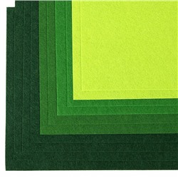 Фетр листовой мяг. FLT-SA6 1мм 20*30см 10шт зеленый ассорти IDEAL