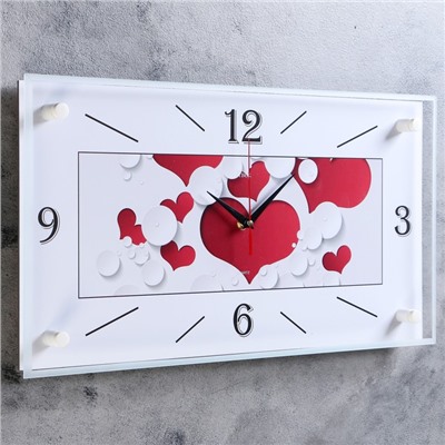 Часы-картина настенные, серия: Люди, "Сердечки", 26 х 52 см