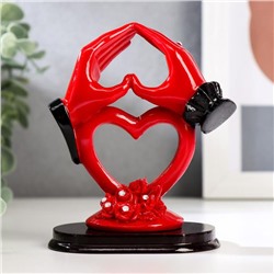 Сувенир полистоун "Сердце из рук" красно-чёрная 12х9х6,2 см