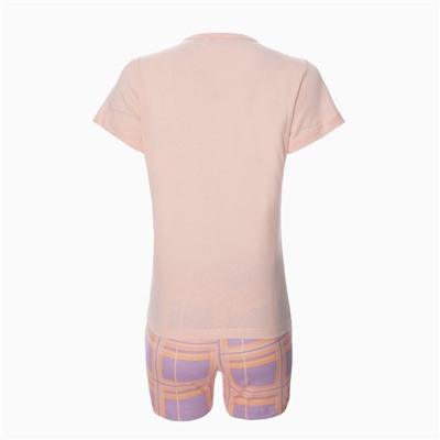 Комплект женский (футболка/шорты), цвет розовый/птицы, размер 46