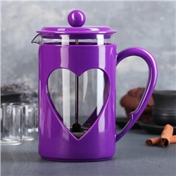 Чайник заварочный френч - пресс Доляна «Комплимент», 800 мл, стекло, цвет фиолетовый