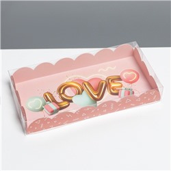 Коробка для кондитерских изделий с PVC крышкой «Воздушная любовь», 10,5 × 21 × 3 см