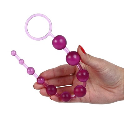 Анальные шарики Оки- Чпоки, круглые, h- 30 см, d- 1 x 2.5 см, PVC, розовые
