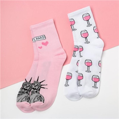 Набор женских носков "Party hard" 2 пары, размер 36-39 (23-25 см)