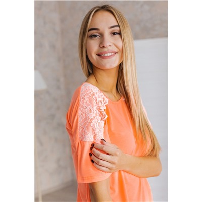Комплект женский из футболки с коротким рукавом и шорт из вискозы Клементина оранжевый