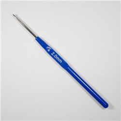 Крючок для вязания с пласт. ручкой D-2.0,  14см (сталь),  мин.заказ 10шт
