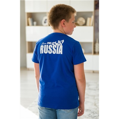 Футболка подростковая из кулирки Россия синий