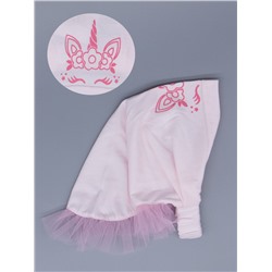 Косынка для девочки на резинке с розовыми рюшами из фатина, единорог, светло-розовый