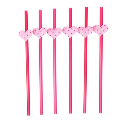 Трубочки для коктейля «Сердце», набор 6 шт, цвет розовый, виды МИКС