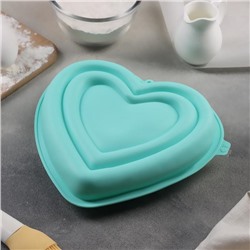 Форма силиконовая для муссовых десертов и выпечки Доляна «Сердце», 22×20×7 см, цвет МИКС
