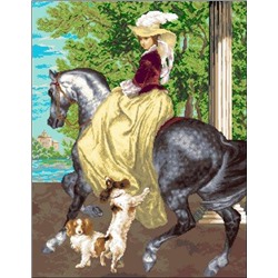 Канва с рисунком А-002 Дама на коне 43х53, 5 см,  426883