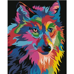 Картина по номерам "Радужный волк" 50х40см