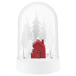 STRÅLA СТРОЛА, Светодиодное настольное украшение, домик в лесу красный/белый