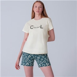 Комплект женский домашний (футболка/шорты), цвет морская волна, размер 42