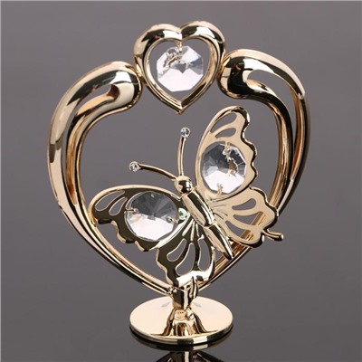 Сувенир "Сердце с бабочкой ",  с кристаллами