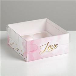Коробка на 4 капкейка «Love», 16 × 16 × 7.5 см