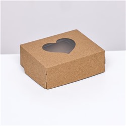 Коробка складная "Сердца", крафт, 10 х 8 х 3,5 см