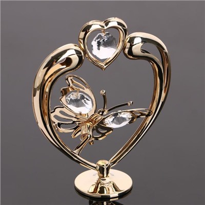 Сувенир "Сердце с бабочкой ",  с кристаллами