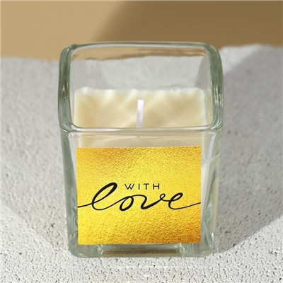 Свеча в стакане «With love», аромат миндаль, 5,3 х 5,3 х 5,5 см