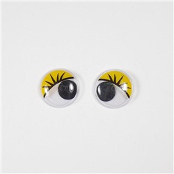 Глазки бегающие клеевые с ресн. 24мм ,  желтые (О2)