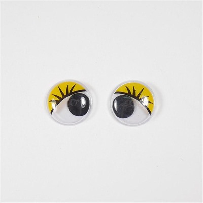 Глазки бегающие клеевые с ресн. 6мм ,  желтый (О2)