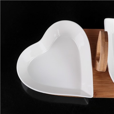 Набор салатников керамический «Эстет. Сердце», 32,5×15×12,5 см, 2 предмета, цвет белый