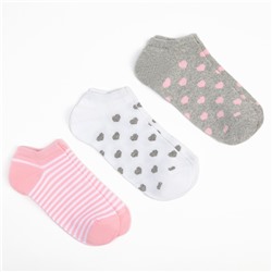 Набор носков женских (3 пары) MINAKU цвет серый/белый/розовый, р-р 38-39 (25 см)