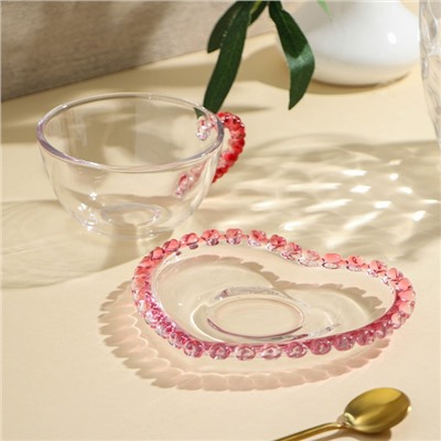 Чайная пара стеклянная «Розе», 2 предмета: кружка 250 мл, блюдце d=14 см