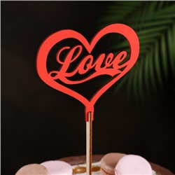 Топпер деревянный "Love" красный 12х11 см