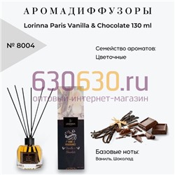 Аромадиффузор  Lorinna "Paris Vanilla & Chocolate" 130 ml