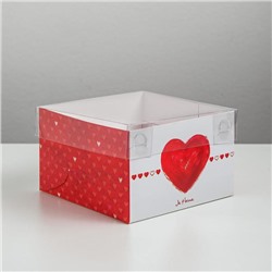 Коробка на 4 капкейка «Ja t`aime», 16 × 16 × 10 см