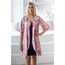 Комплект женский из пеньюара и сорочки из вискозы Бьянка сливовый, розовый