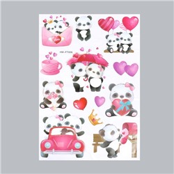 Наклейка пластик многослойная "Влюблённые панды" 50х35 см