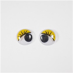 Глазки бегающие клеевые с ресн. 7мм желтый (О2)