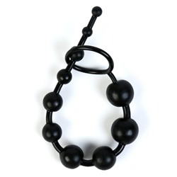 Анальные шарики Оки- Чпоки, круглые, h- 30 см, d- 1 x 2.5 см, PVC, черные