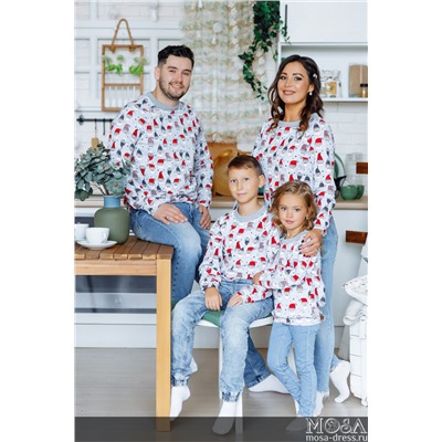 Комплект свитшотов в стиле family look для всей семьи "Гномики" М-2152